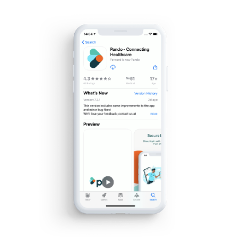 Finding the pando app on the apple app store