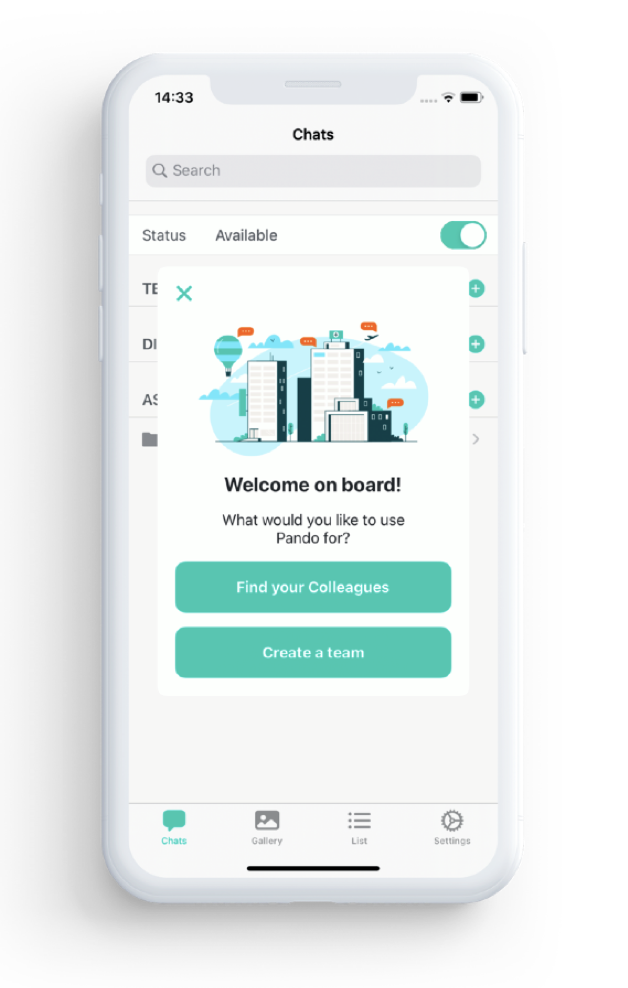 The pando app menu